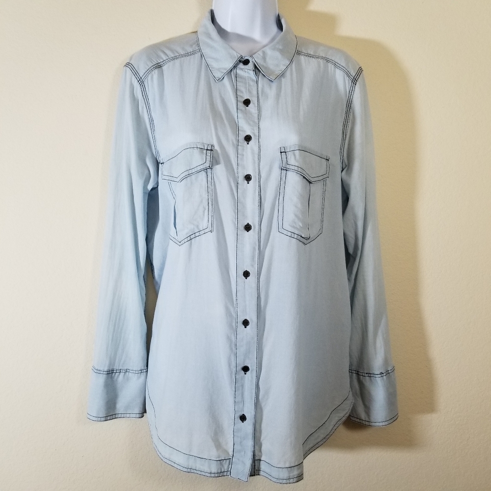 Free People Cotton Chambray LS Shirt, size Small - Picture 3 of 10